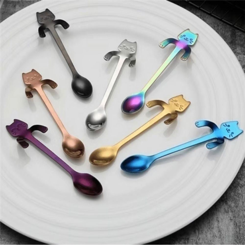 NEW Cat shaped coffee or teaspoon, stocking stuffer for cat lover gift, coworker - Picture 8 of 9